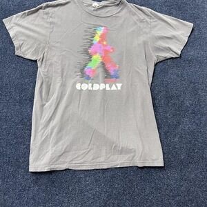 Coldplay Shirt Mens Small Gray Tour Cities Graphic Concert Band Tee Bay Island